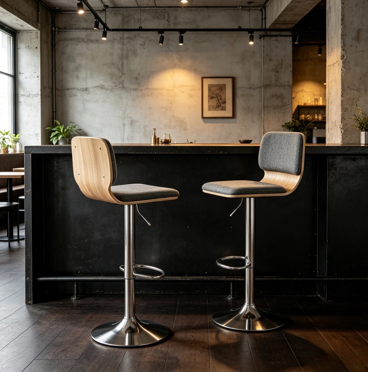 STILVORA Barkruk Set Van 2 59 Tot 80 Cm 360 Graden Draaibaar Hoogteverstelbaar Met Rugleuning En Voetsteun Voor Keuken Eiland En Bar Stof Grijs
