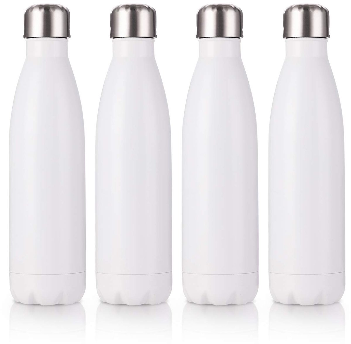 Famanu – Set van 4 sublimatie waterflessen van 17 oz, witte tumbler flessen met deksel