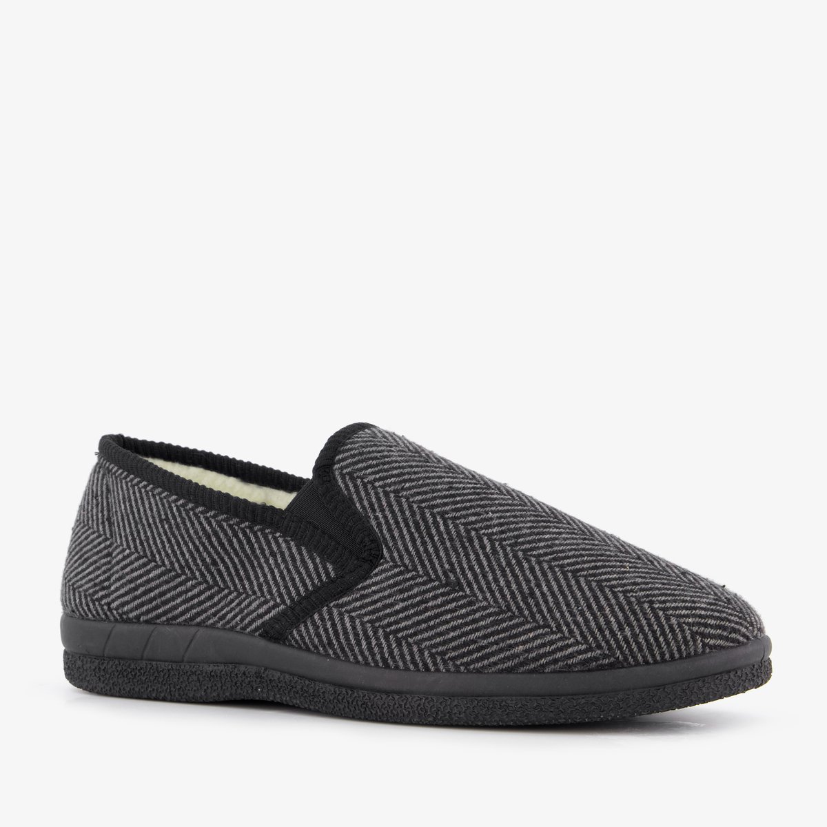 Thu!s heren pantoffels met teddy voering grijs zwart - Maat 46 - Sloffen