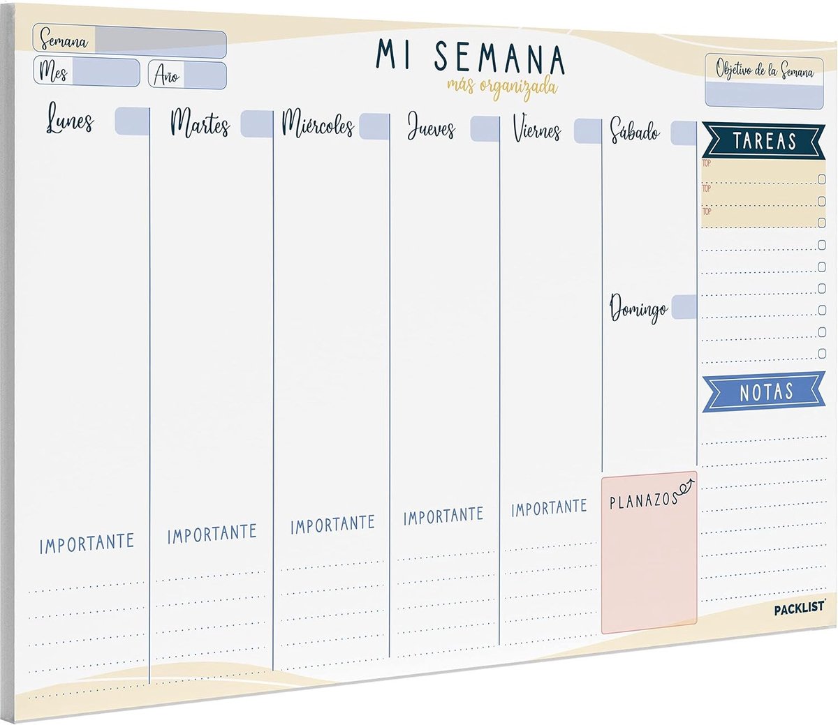 Weekplanner - Wekelijkse Spaans - A4 - Eco-vriendelijk Papier - Voor Organisatie en Plannen