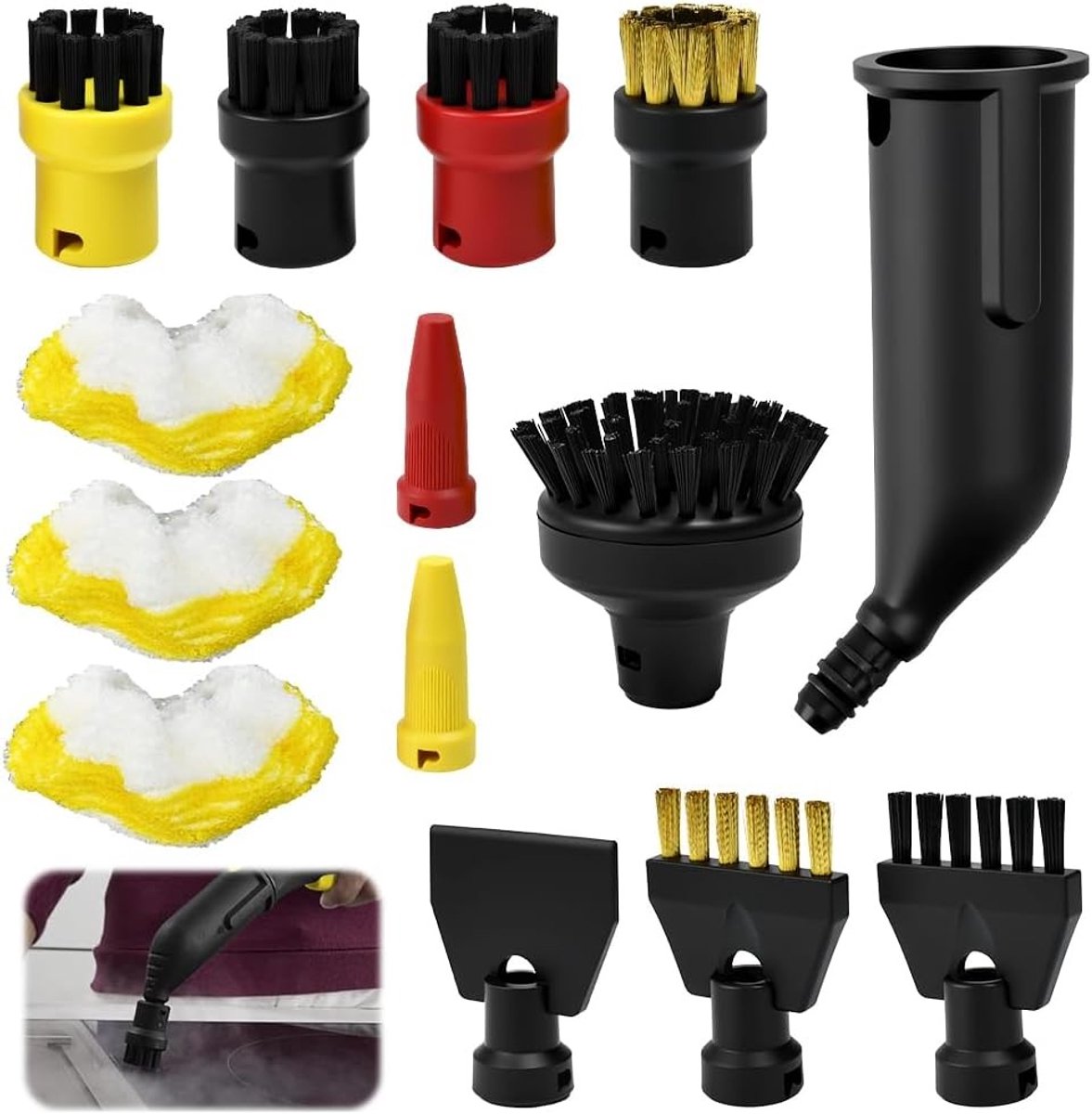 Set van 14 accessoires voor stoomreinigers, geschikt voor Easyfix SC1 - ideaal voor grondige reiniging, veelzijdig en gebruiksvriendelijk