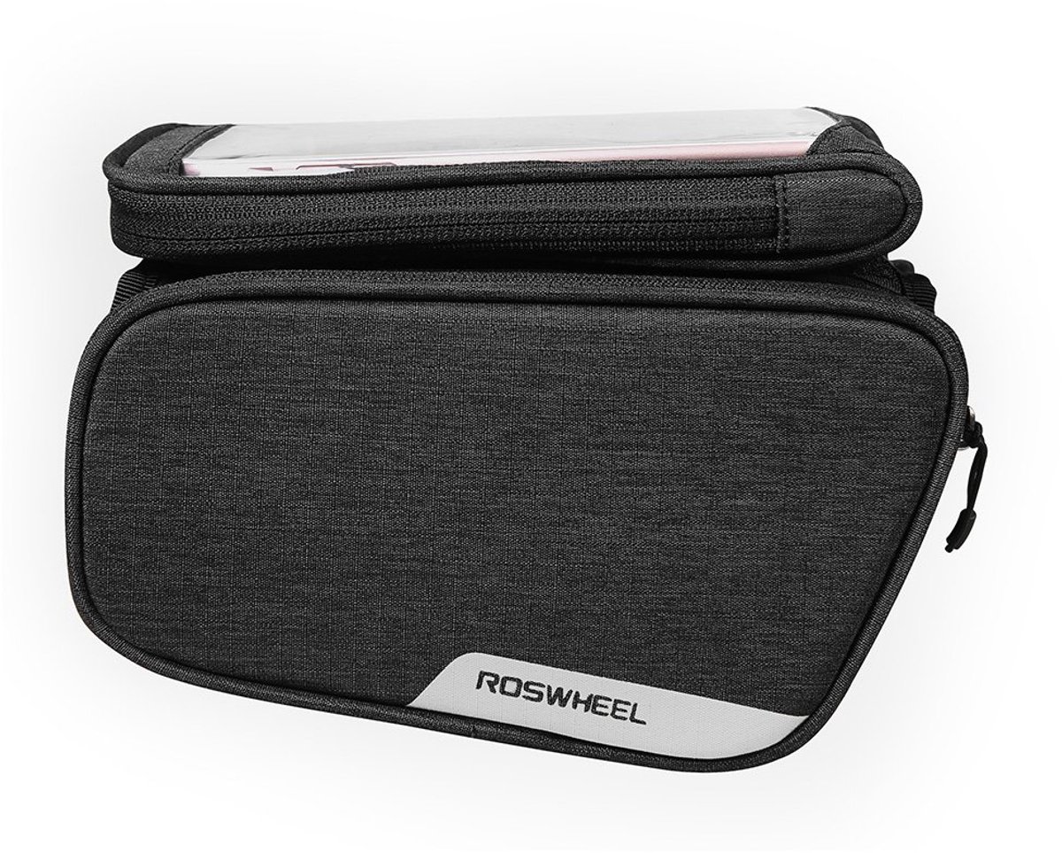Roswheel Essentials Series 121462 Waterbestendig fietsframe bovenbuis dubbele tas met telefoonhoes - ShopVlot