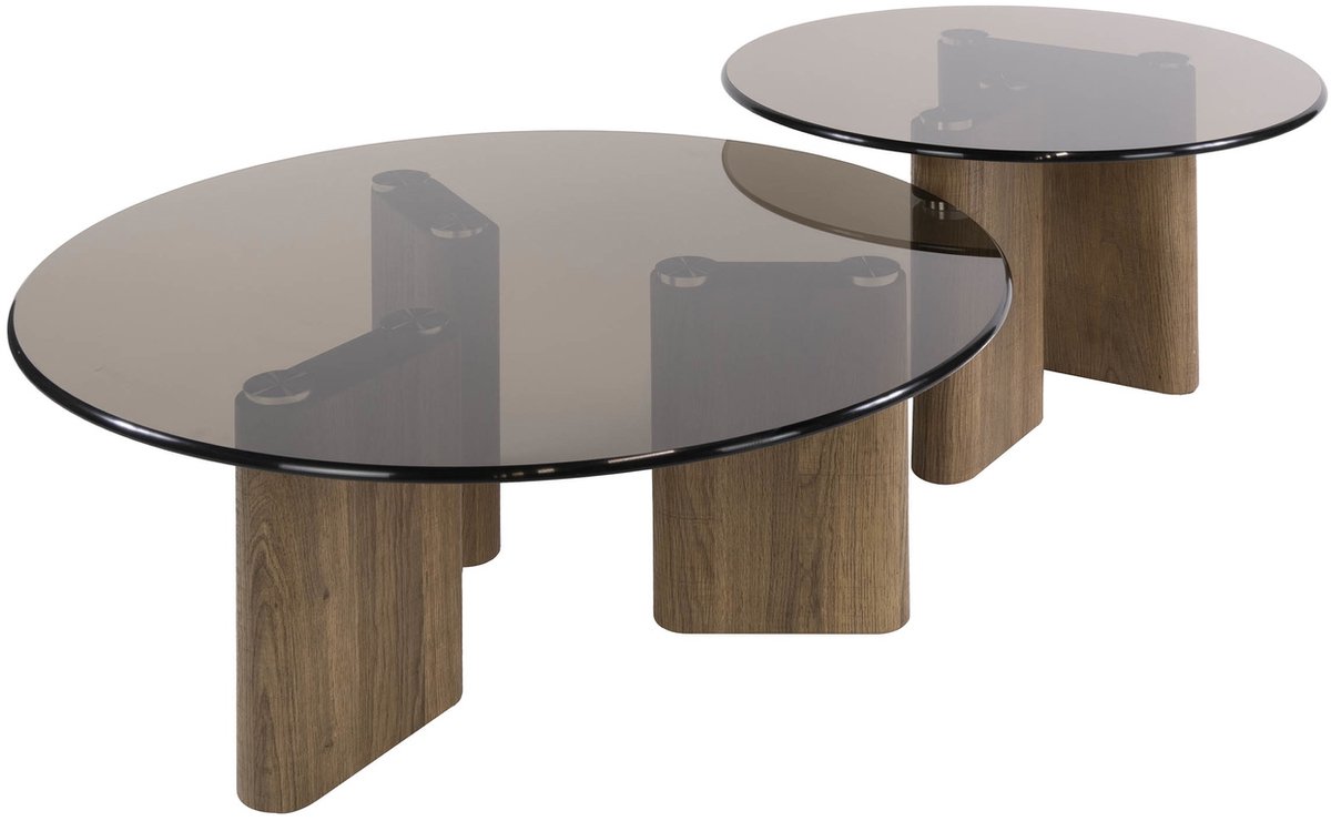 Giga Living Salontafel Tinto - Rond Brons Glas - Set Van 2