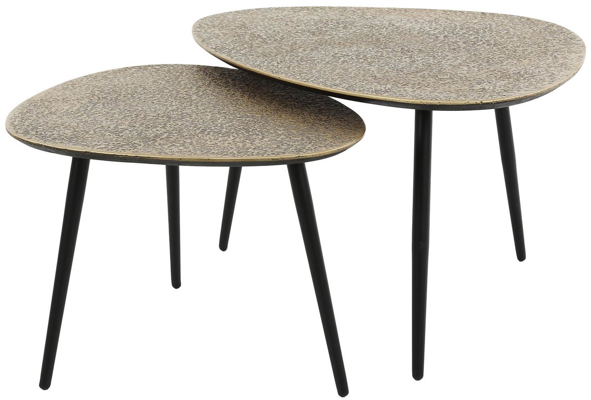 Giga Meubel Salontafel Metallic - Brons Staal - Set van 2 - 80x59x43cm