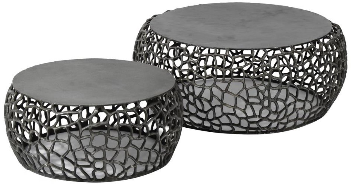 Giga Meubel Salontafel Maze - Zwart Metaal - Set van 2