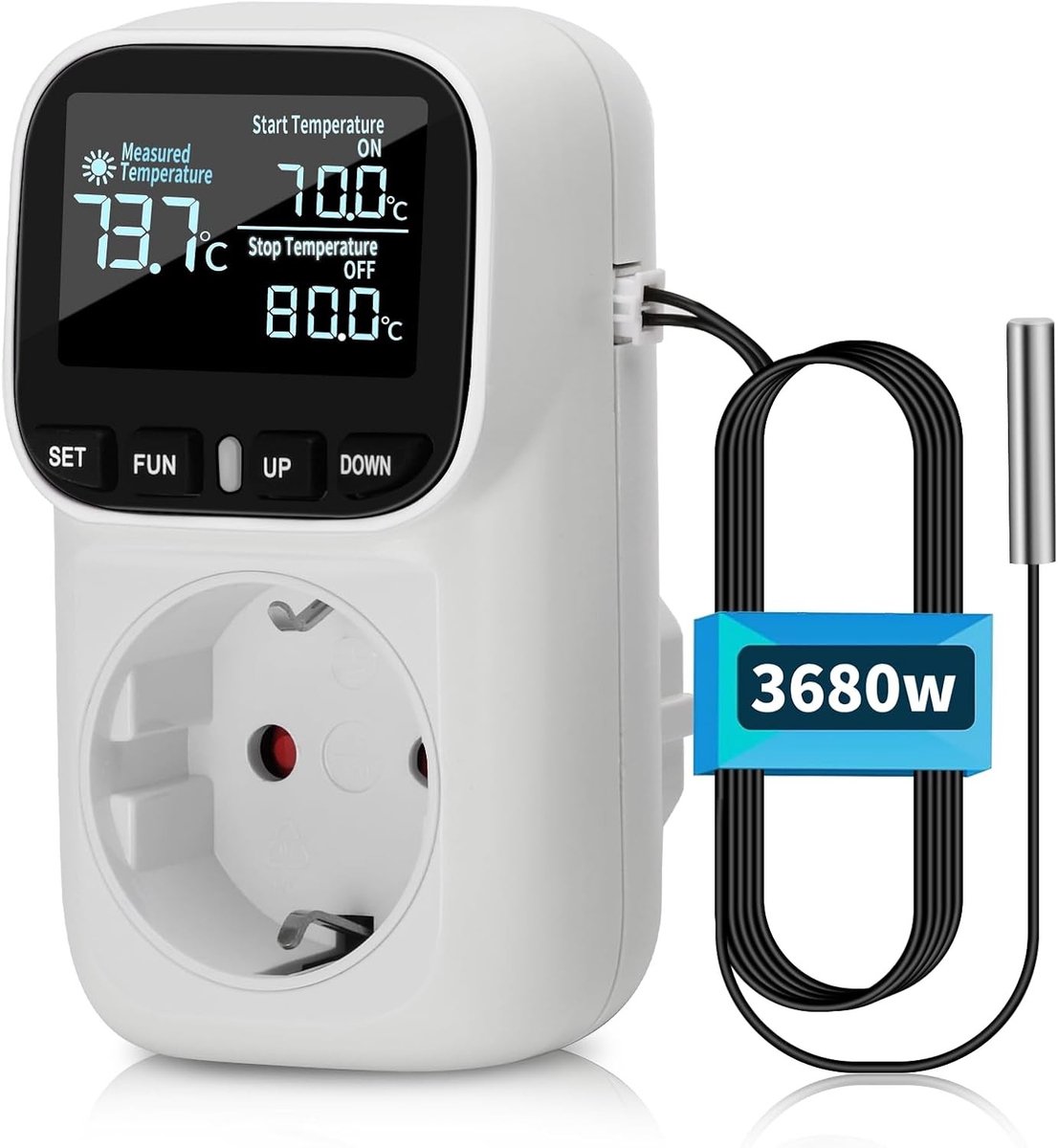 Digitale Temperatuurregelaar - 230V - Temperatuursensor voor Verwarming en Koeling - Voor Serre, Aquarium en Koelkast