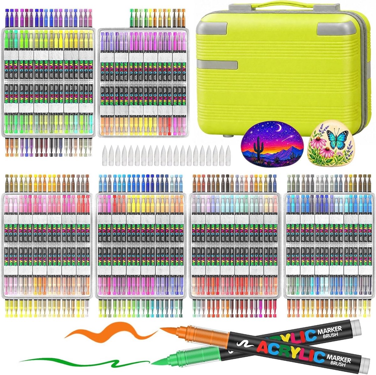 Acrylstiften Set - Multicolor - 408 Kleuren - Snel Droog en Watervast - Voor Creatieve Volwassenen
