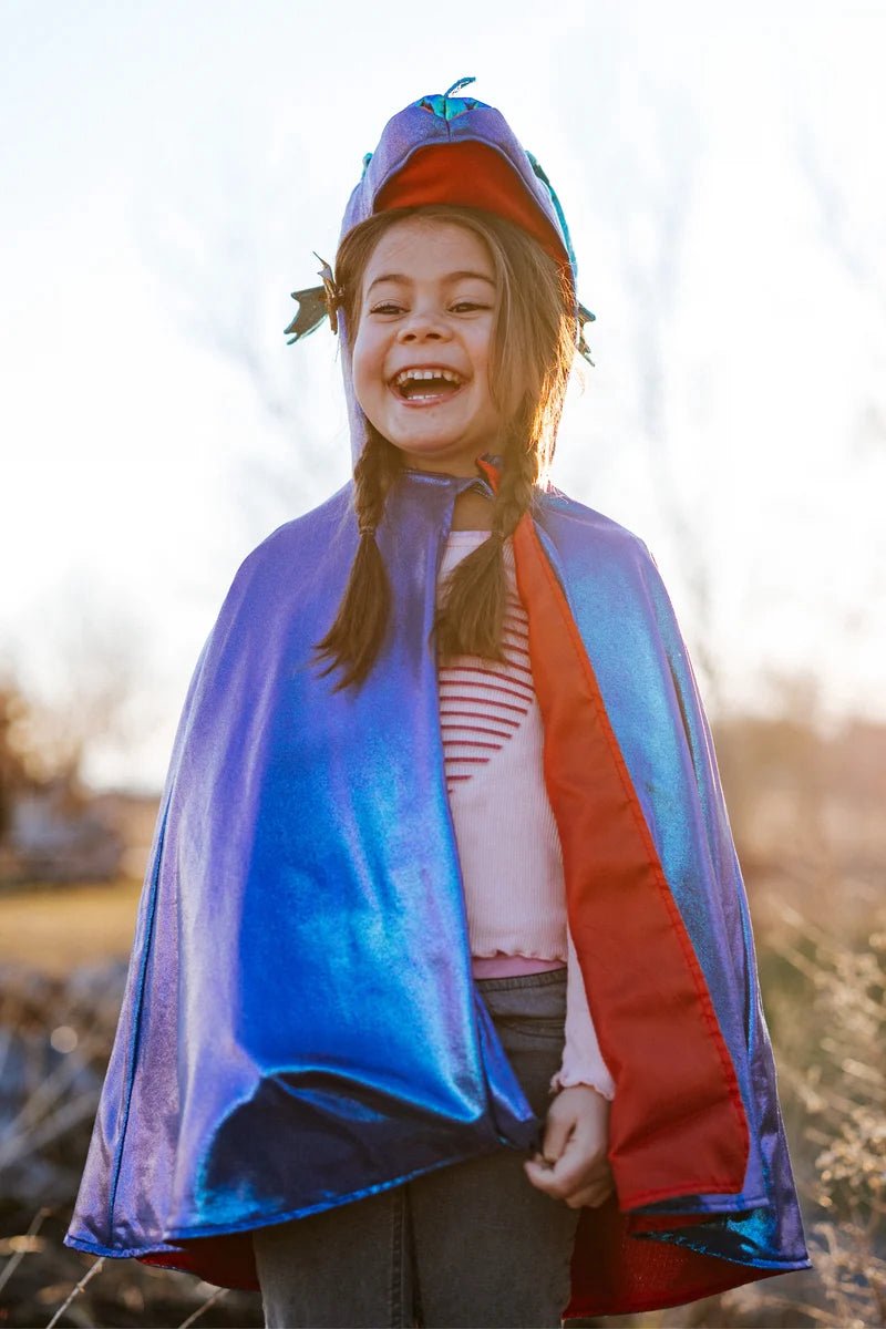 Great Pretenders Verkleedkledij Azure Metallic Dragon cape - 92/104cm - 2/4 jaar