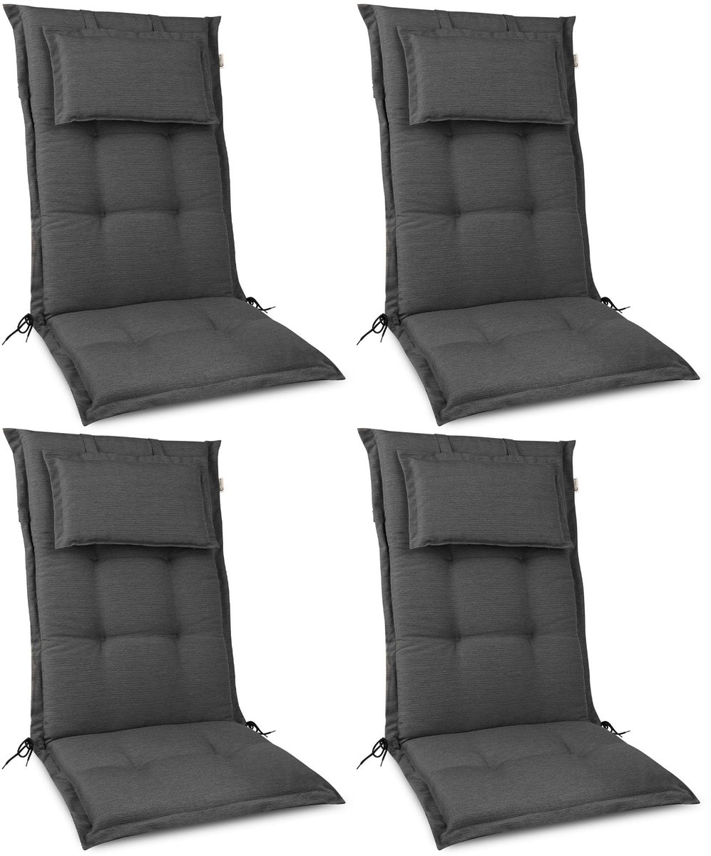 Famanu – Tuinkussen set van 4 hoge rug zitkussens voor tuinstoelen, comfortabel en weerbestendig