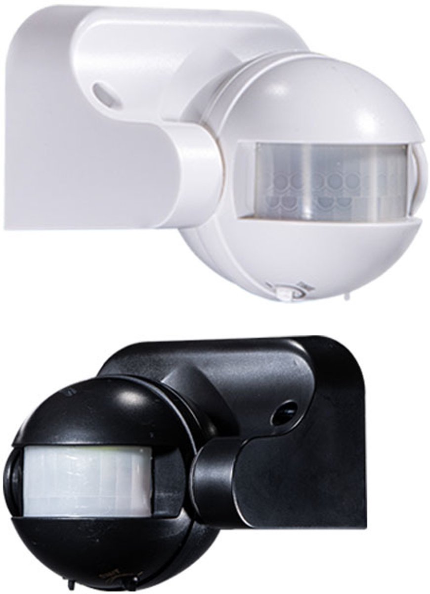 Bewegingsmelder, opbouw buiten, IP44, zwart, wandmontage, LED geschikt, instelbare brandduur, lichtgevoeligheid（Wit+zwart）