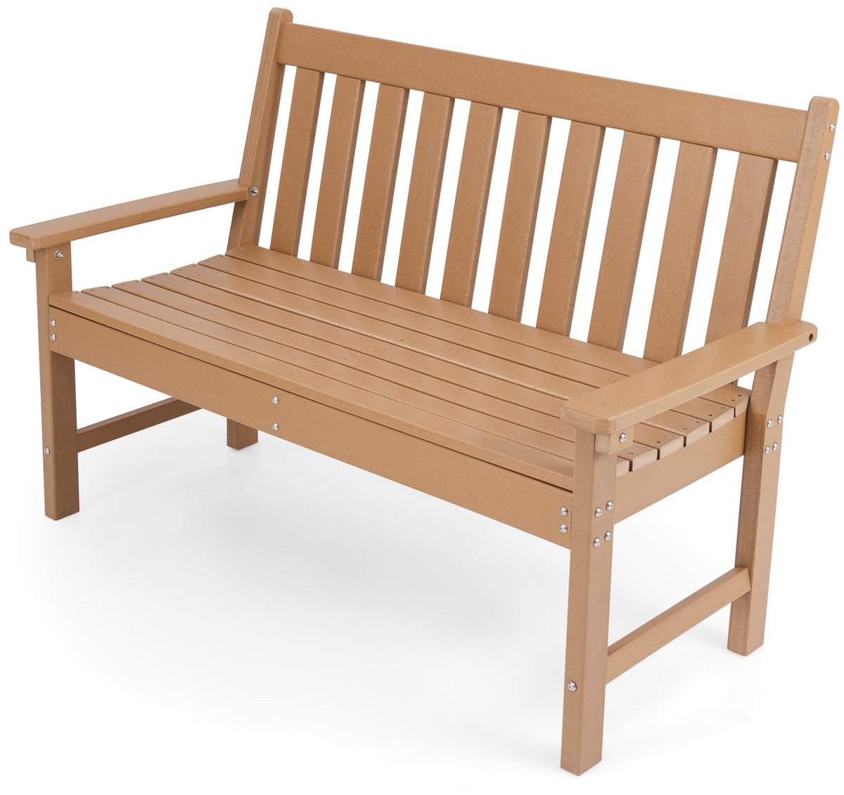 Famanu – Tuinbank voor 2 personen van kunststof met hoge rugleuning, weerbestendig, buitenbank, 132 x 65 x 91 cm, geschikt voor tuin en terras