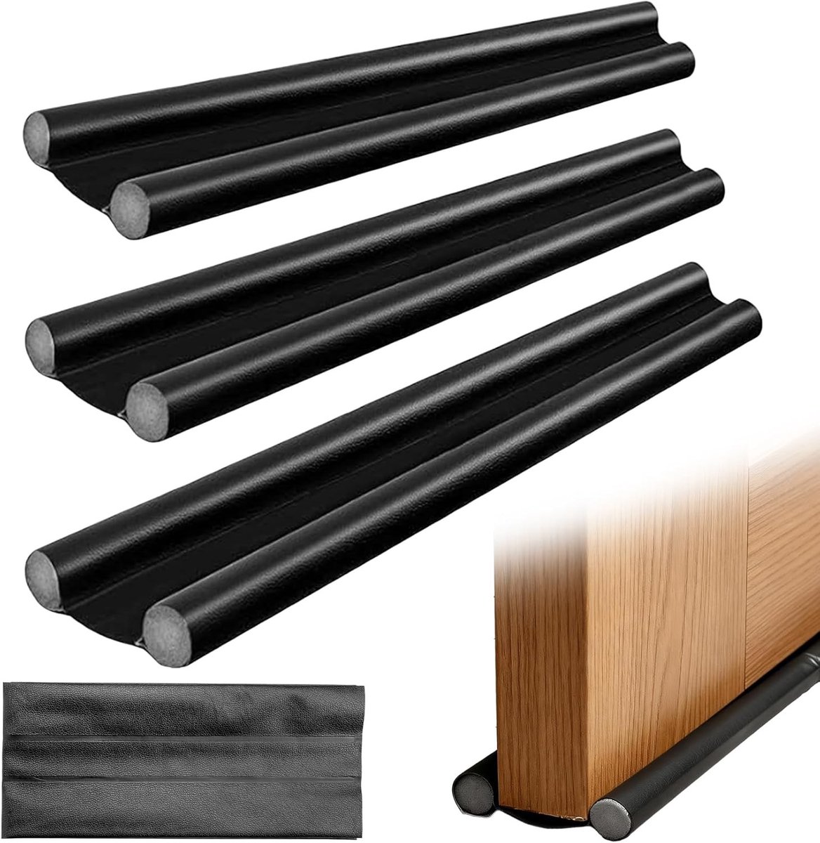 Tochtstopper - Zwart - 96 cm - Dubbellaagse Deurafdichting - Voor Deuren en Raam