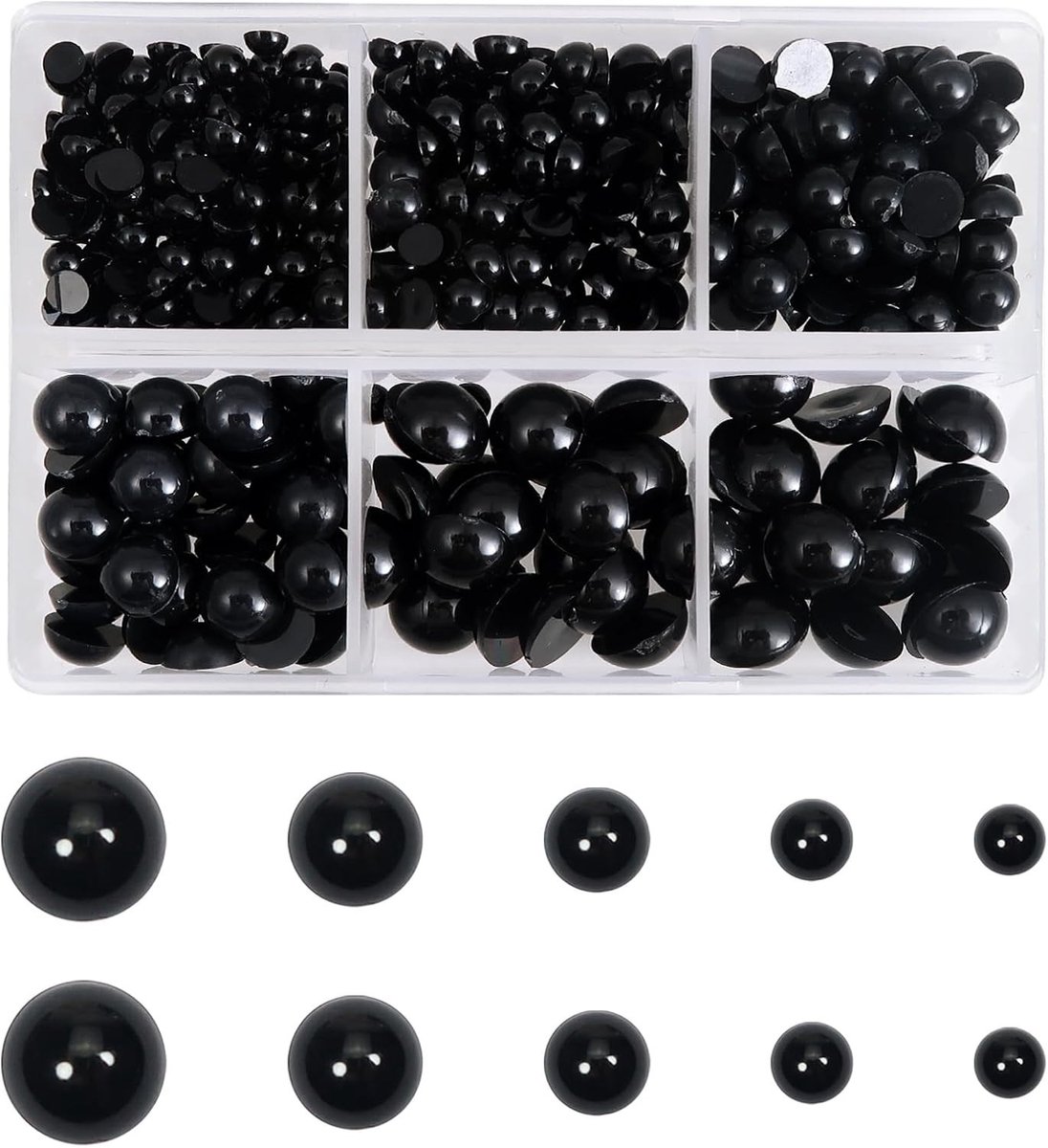 500 Stuks Ronde Platte Achterkant Veiligheidsogen voor Poppen - Zwarte Plastic Ogen in Diverse Maten voor Creatief Knutselen