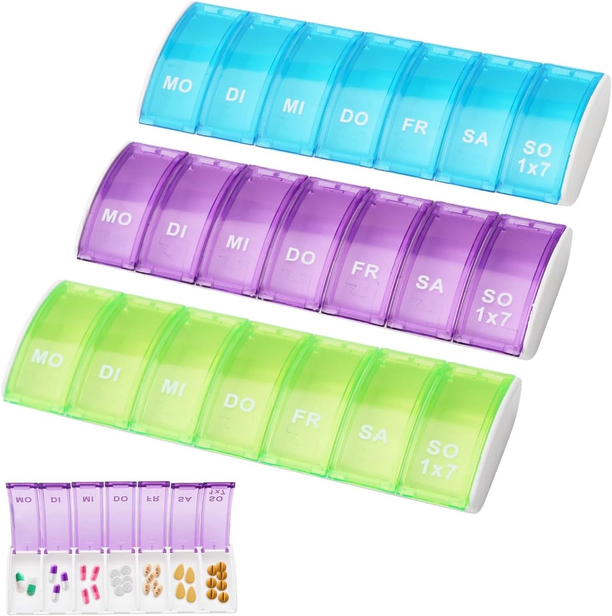 Herbruikbare Pillendoos met 7 Compartimenten, Handige Medicijnbox voor 7 Dagen, Compact en Vochtbestendig