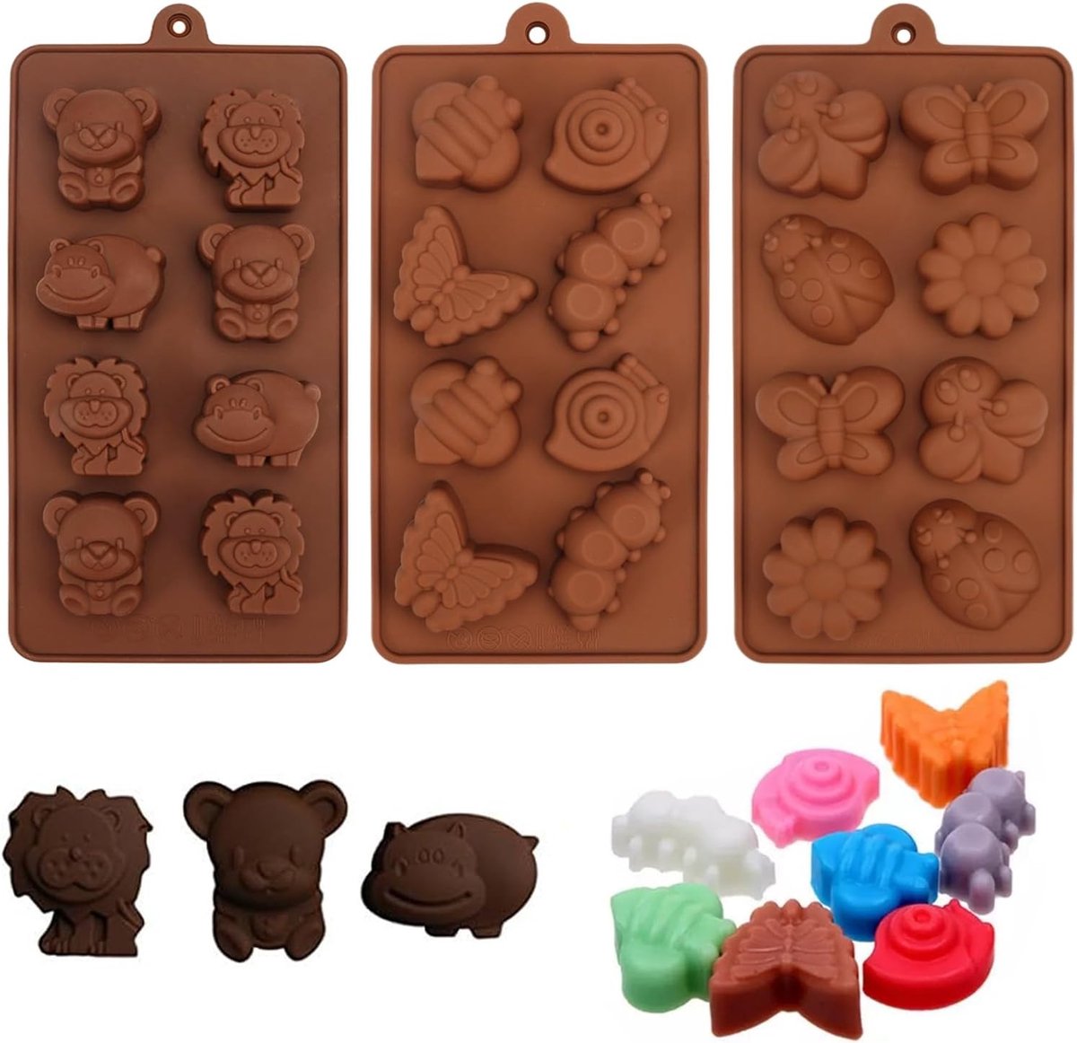 Siliconen Mallen voor Chocolade in Dierlijke Vormen - Antiaanbak, Ideaal voor Bonbons, Snoep en Gelatine