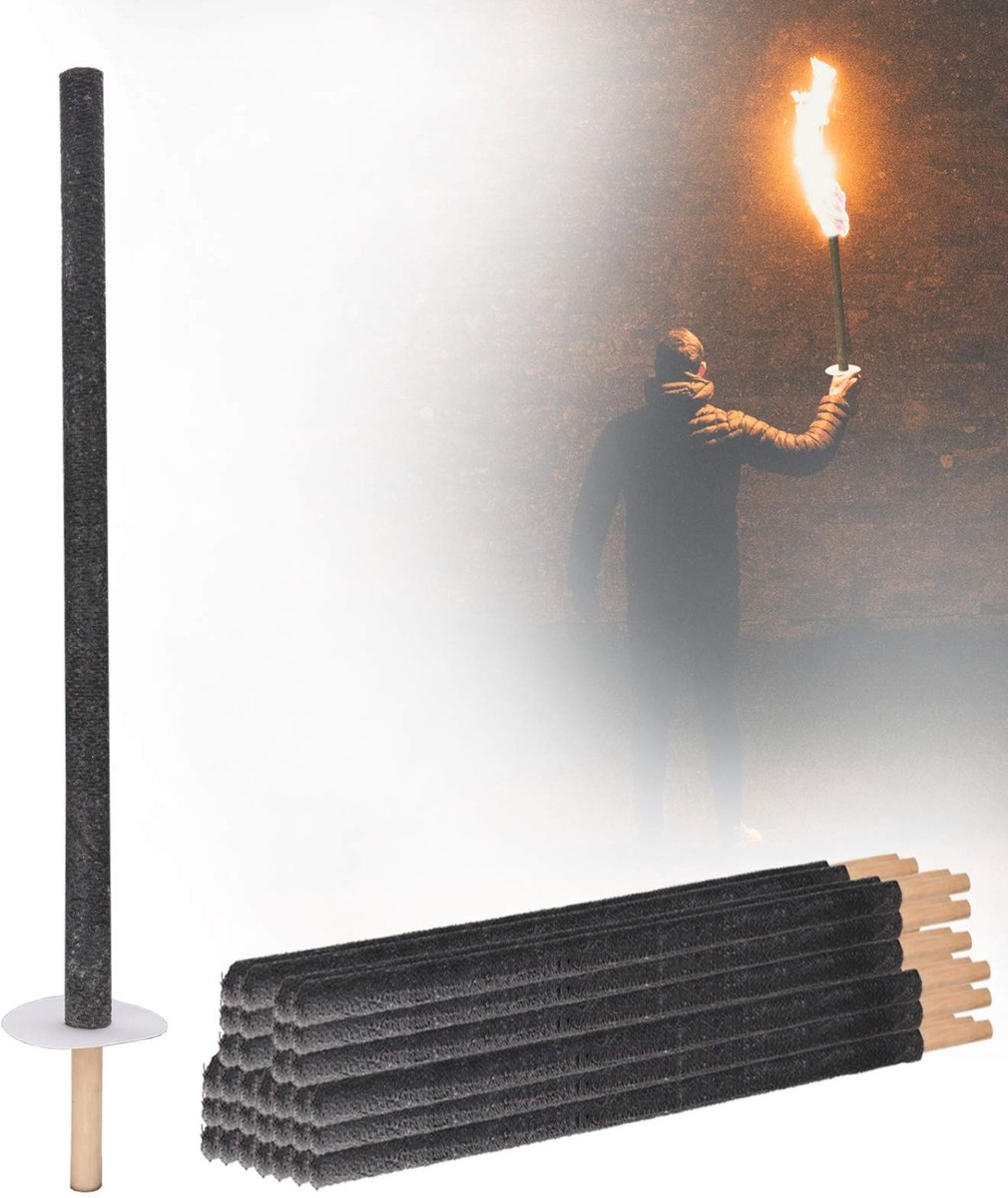 Famanu – Set van 10 wasfakkels met een brandtijd van 90 minuten, tuinfakkels voor buiten, perfect voor kinderen en evenementen, ideaal voor nachtwandelingen