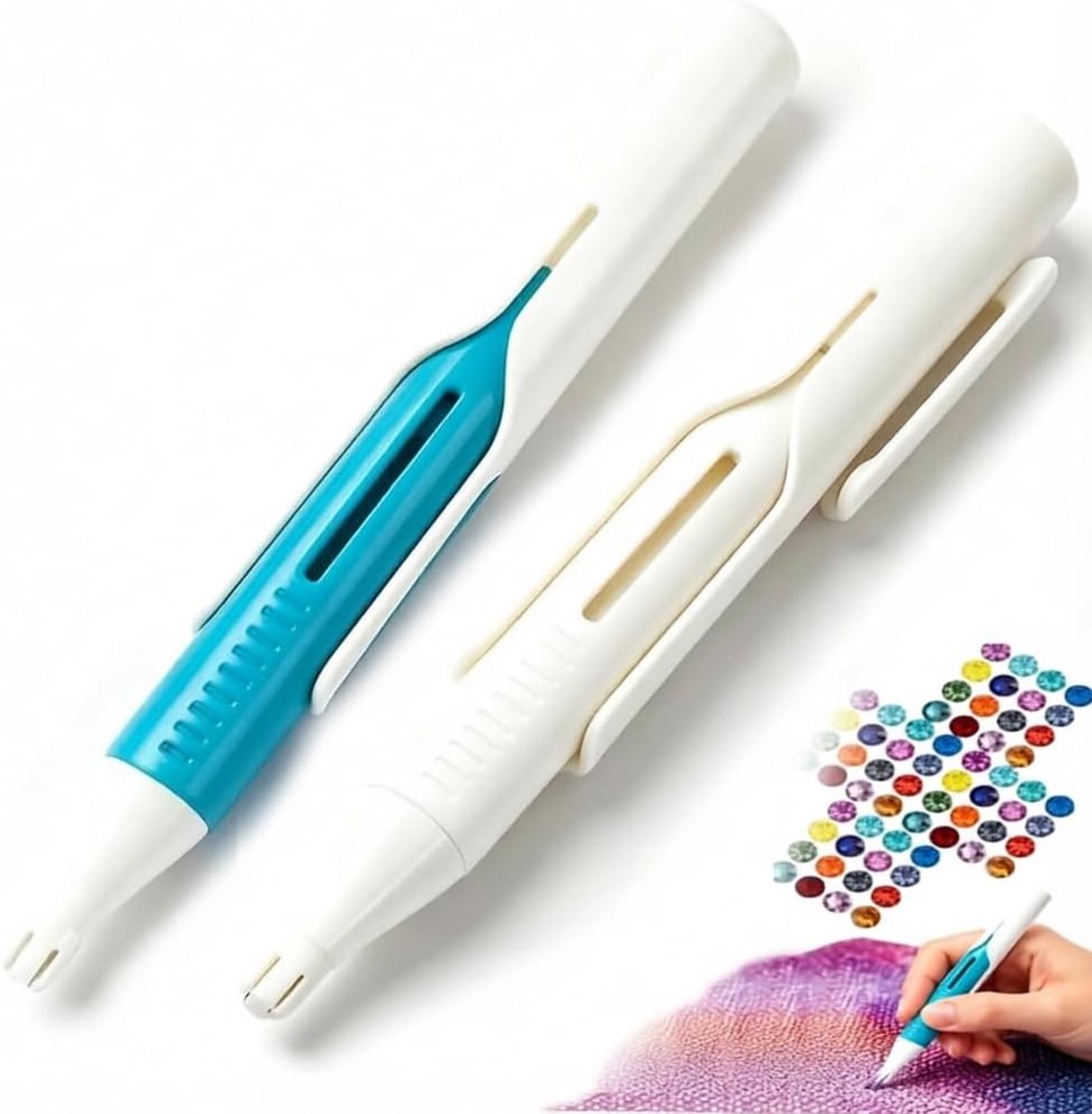 Diamond Painting Pen - 2 stuks - 2,8 mm ronde boren - diamond painting accesoires - Automatische Diamond Painting Pen - tevig kunststof met ergonomische, antislip grip - duurzaam en lichtgewicht - perfecte cadeau voor knutselaars - Blauw +Wit