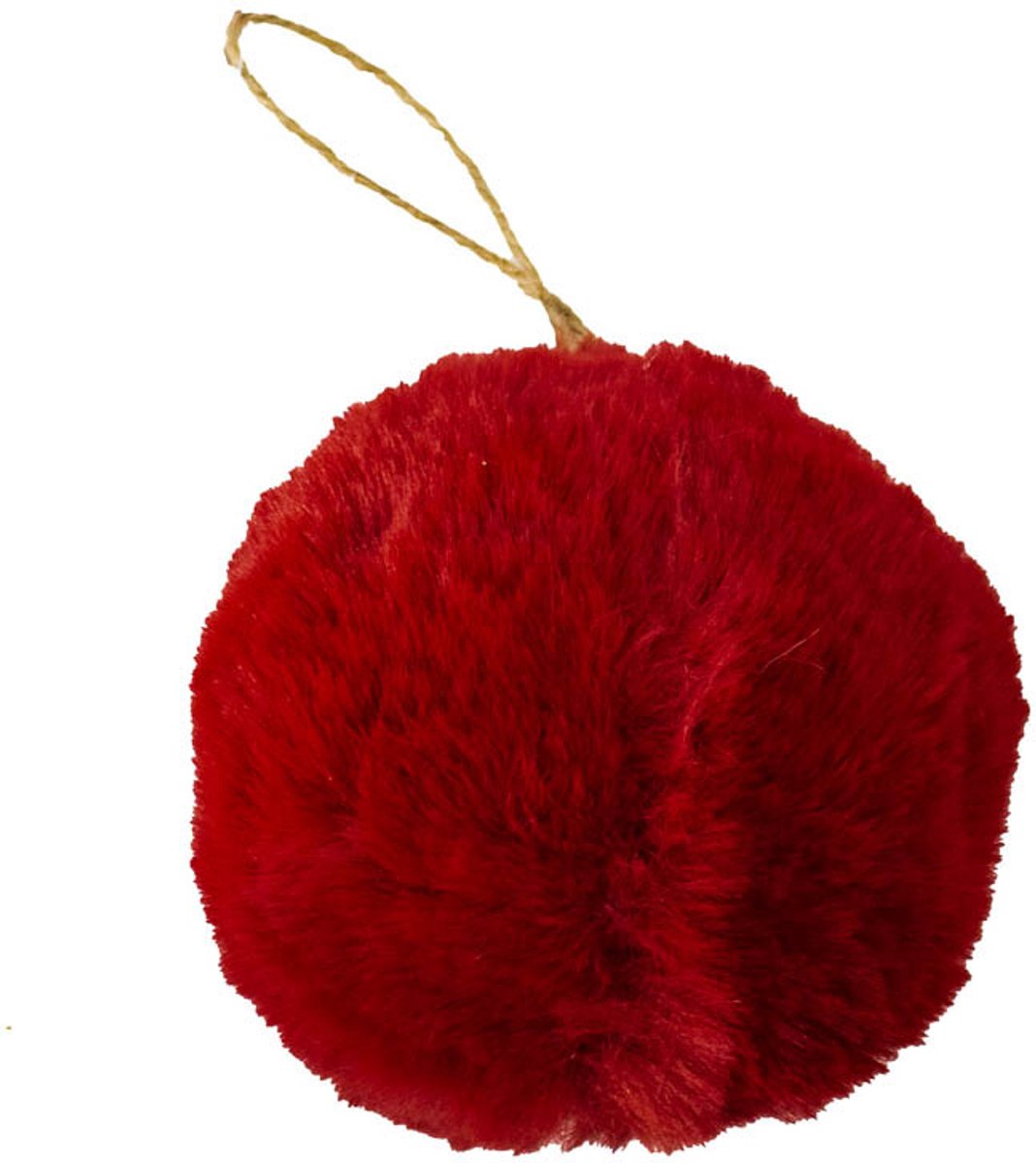Fluffy bal hangend rood 13cm