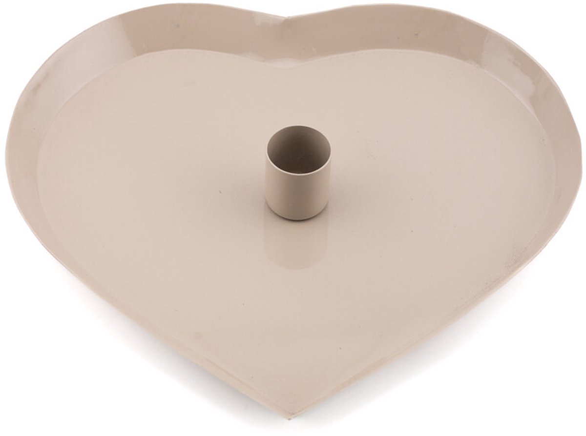 Kaarsenstandaard hart beige 20cm