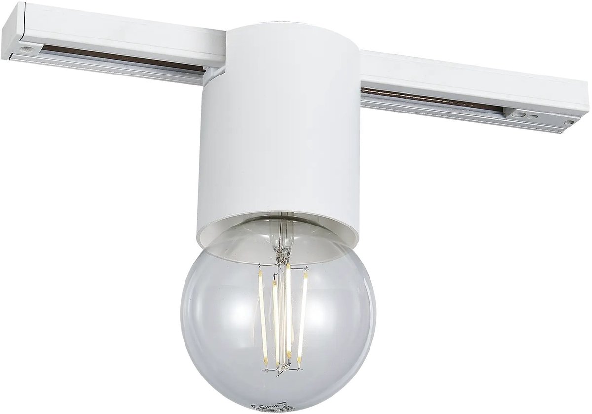 Babu railspot van Fantasia voor monofase railsystemen, aluminium, wit, E27-fitting, 1 lichtpunt, lichtbron niet inbegrepen