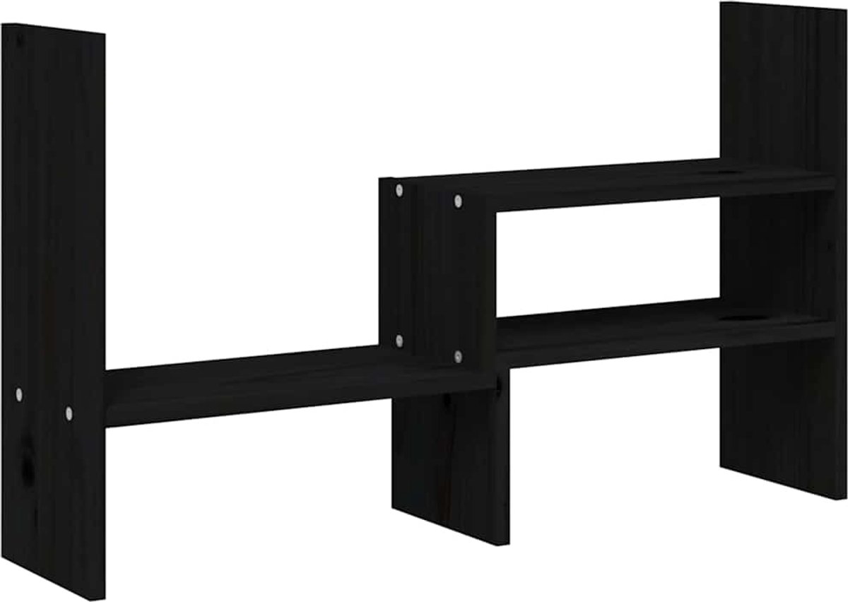 vidaXL - Monitorstandaard - (39-72)x17x43 - cm - massief - grenenhout - zwart