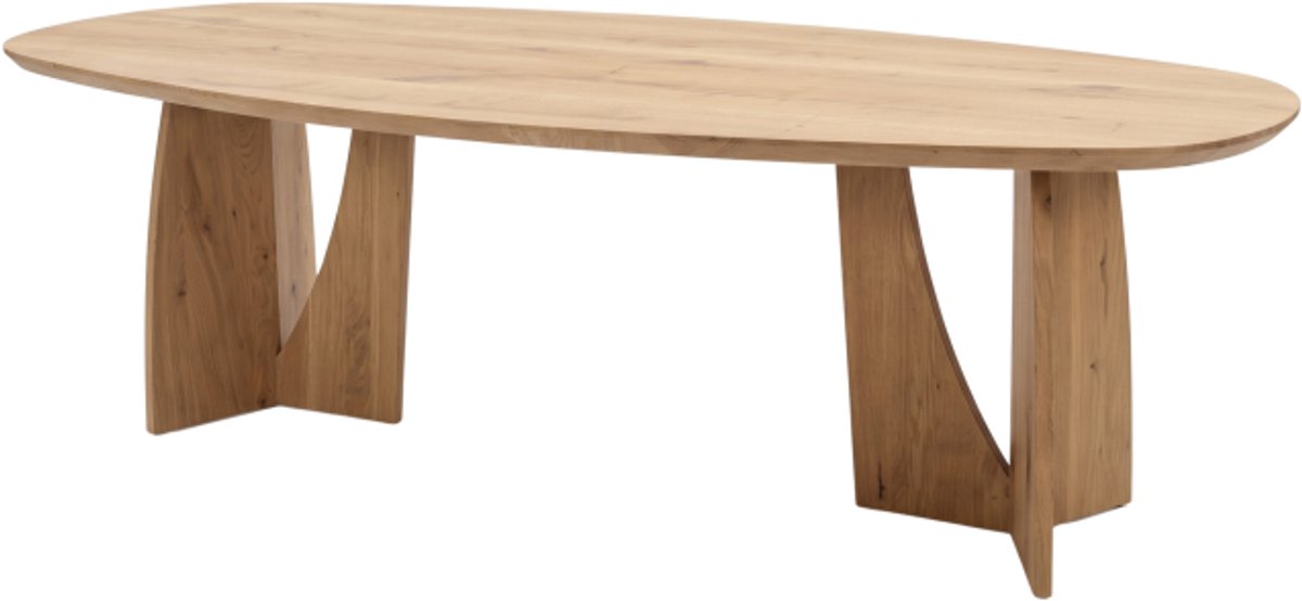 Eettafel Nina Deens ovaal massief eikenhout - Naturel - Japandi stijl - 300x130 cm