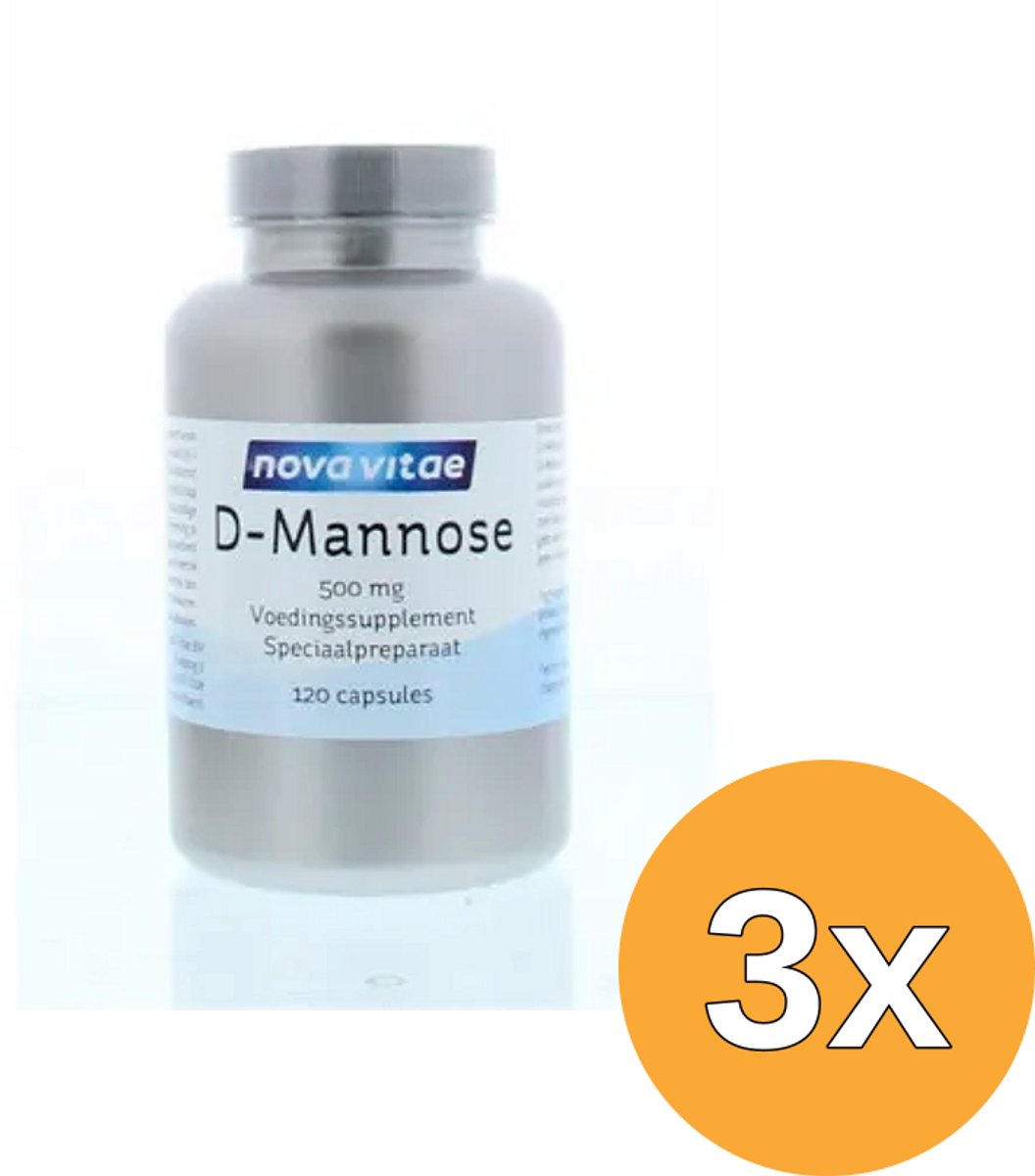 3x Nova Vitae D-Mannose 500 mg (120 capsules)