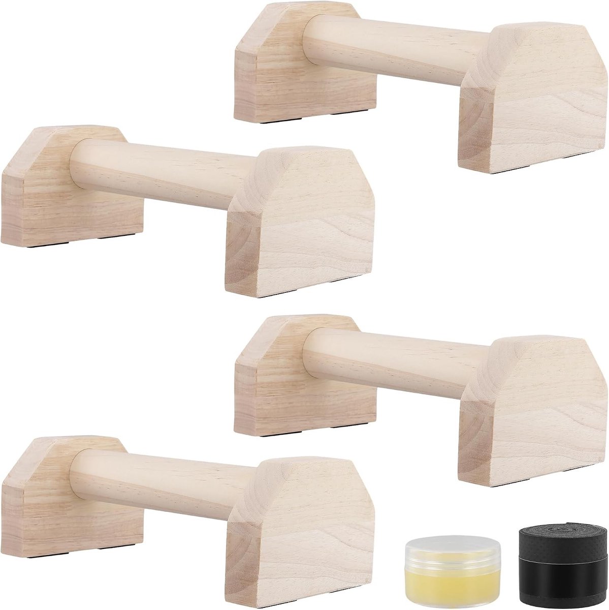 Houten Push-Up Grepen - Houtkleur - 25 x 13 x 9,5 cm - Antislip Handgrepen voor Calisthenics en Push-Ups