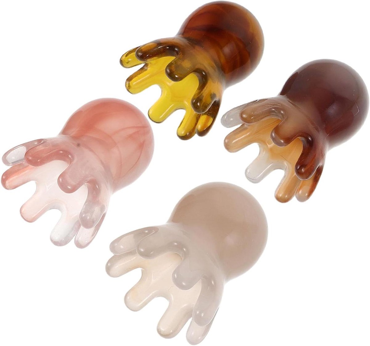 Hoofdhuidmassagekam - Octopus kam - Ontspanning stimuleren - Zachte harsklauwen - 4 stuks - Diverse kleuren