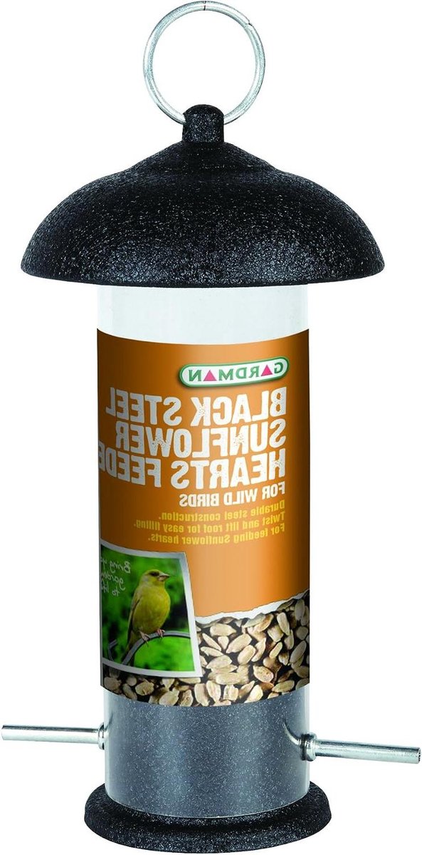 Voerzuil Zonnebloempitten - Vogelvoederhuis - Vogels Voeren - Hygiënische Coating - 340g Capaciteit - Zwart
