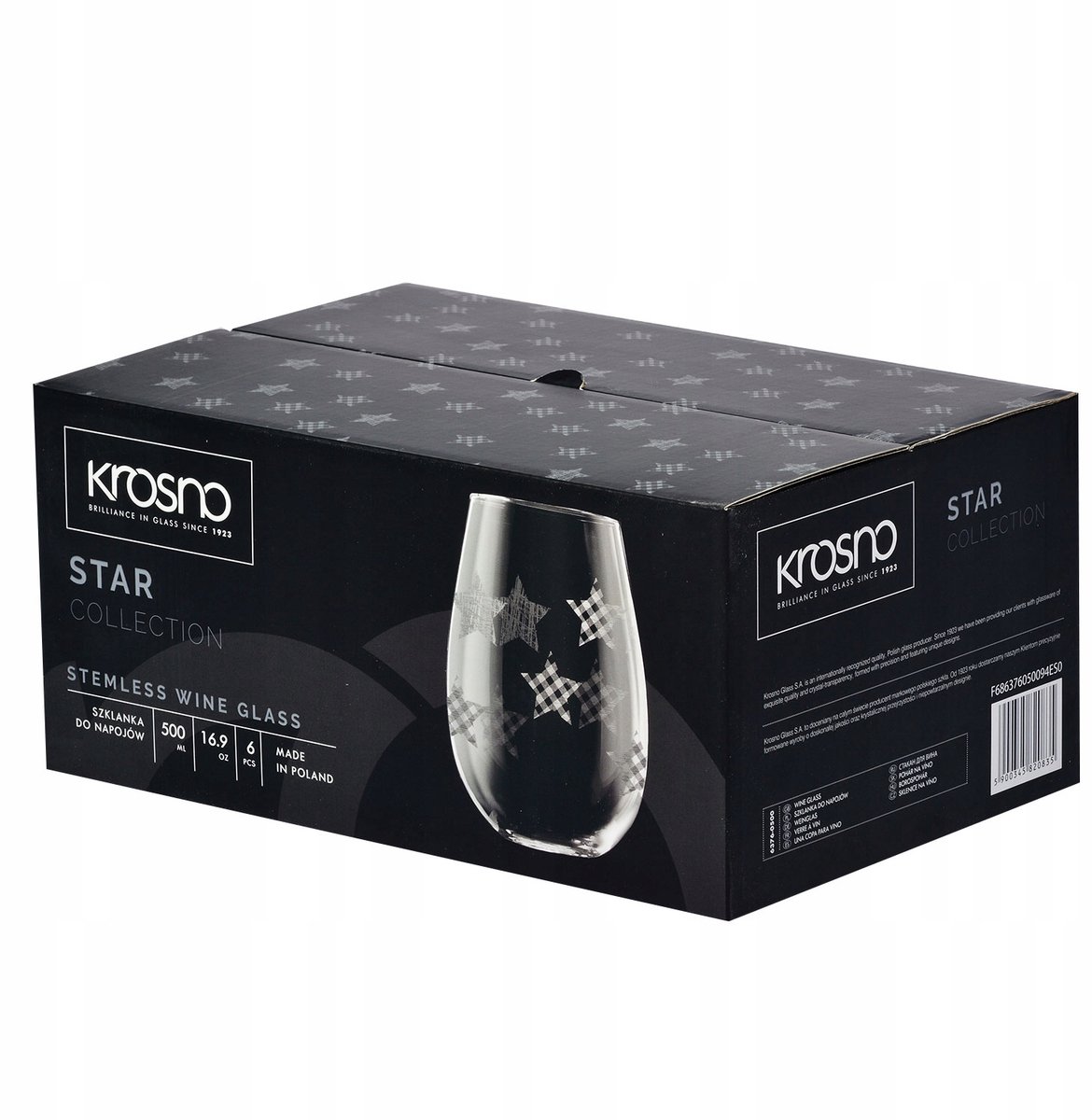 Krosno Star Wijnglazen met Zilveren Sterren - 6 stuks, 500ml