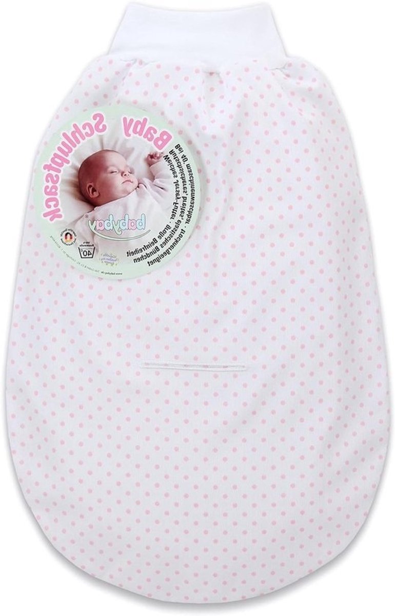 Baby slaapzak - Trappelzak baby - Veilig slapen - Met riemgleuf - 52 x 35 cm - Zachtroze stippen
