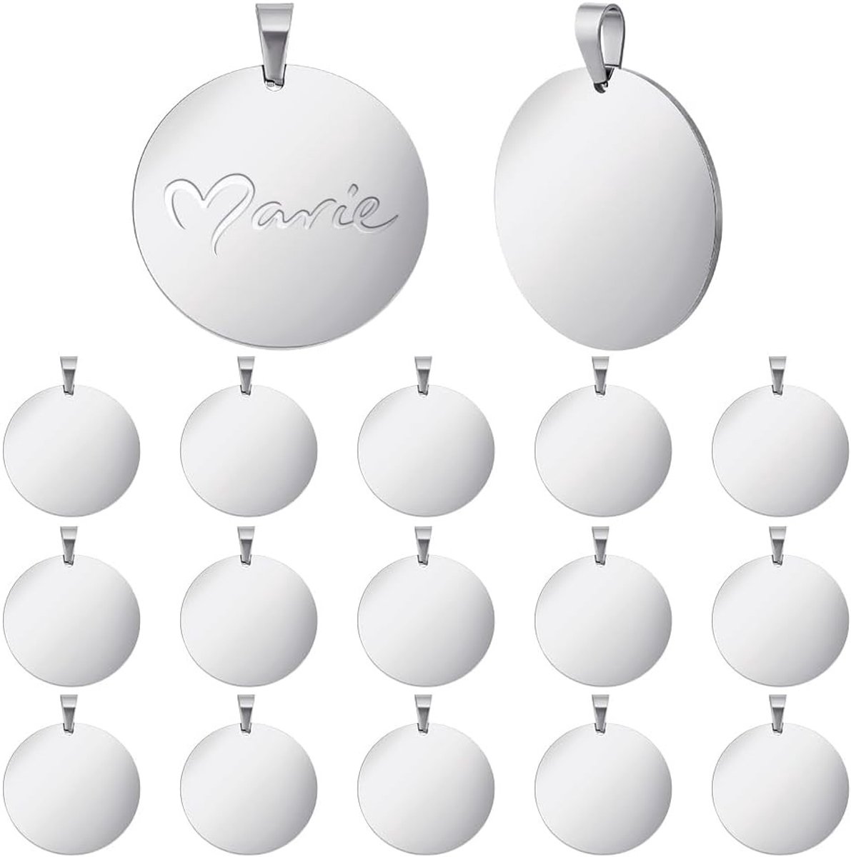 Ronde stempels lege graveerplaten 2,5 cm blanco hanger etiketten voor halskettingen armbanden en huisdier ID naamlabels - 15 stuks voor sieraden maken