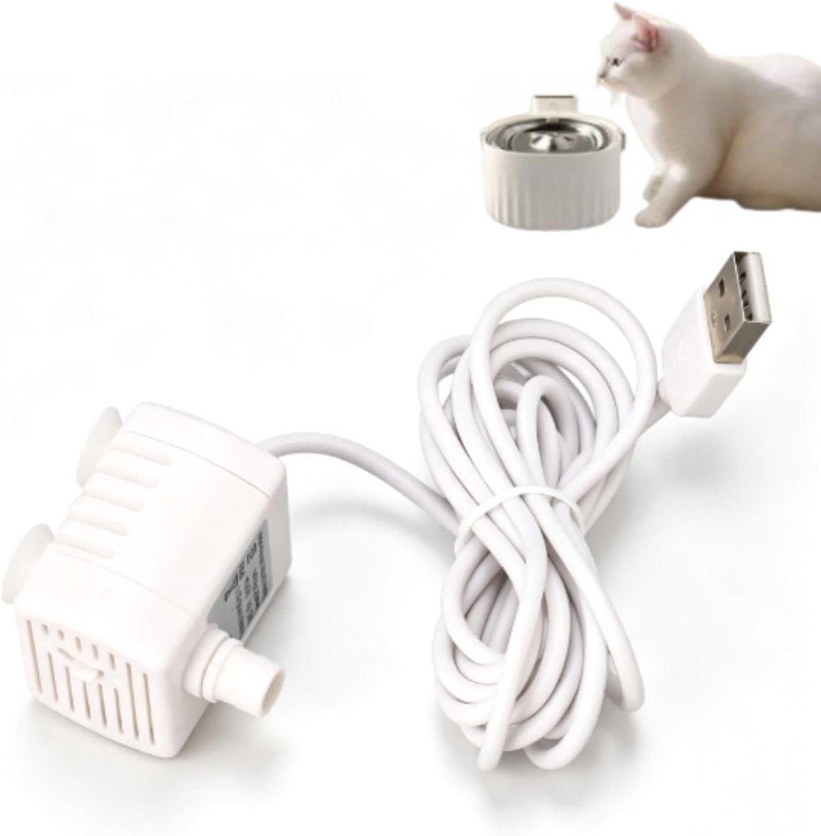 Stille waterfontein voor huisdieren, voorkomt droogte, USB-aangedreven pomp, mini dompelpomp voor katten en honden