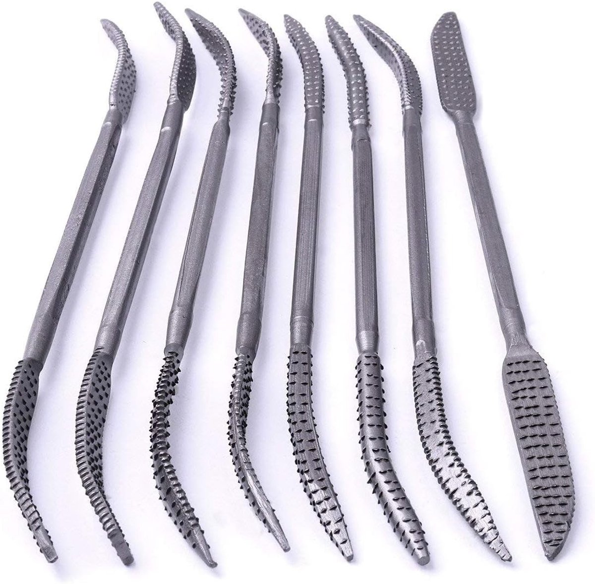 Set van 8 Dubbelzijdige Riffler Houtraspen - Houtbewerking, Beeldhouwen en Handgereedschap voor Nauwkeurige Afwerking