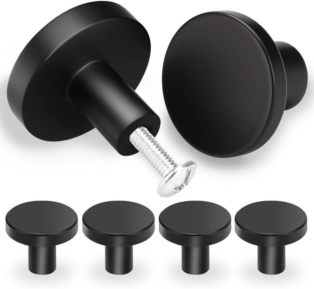 Set van 6 Moderne 30mm Ladeknoppen voor Keukenkastjes, RVS Deurgrepen met Schroeven voor Thuisdecoratie en Meubelrenovatie