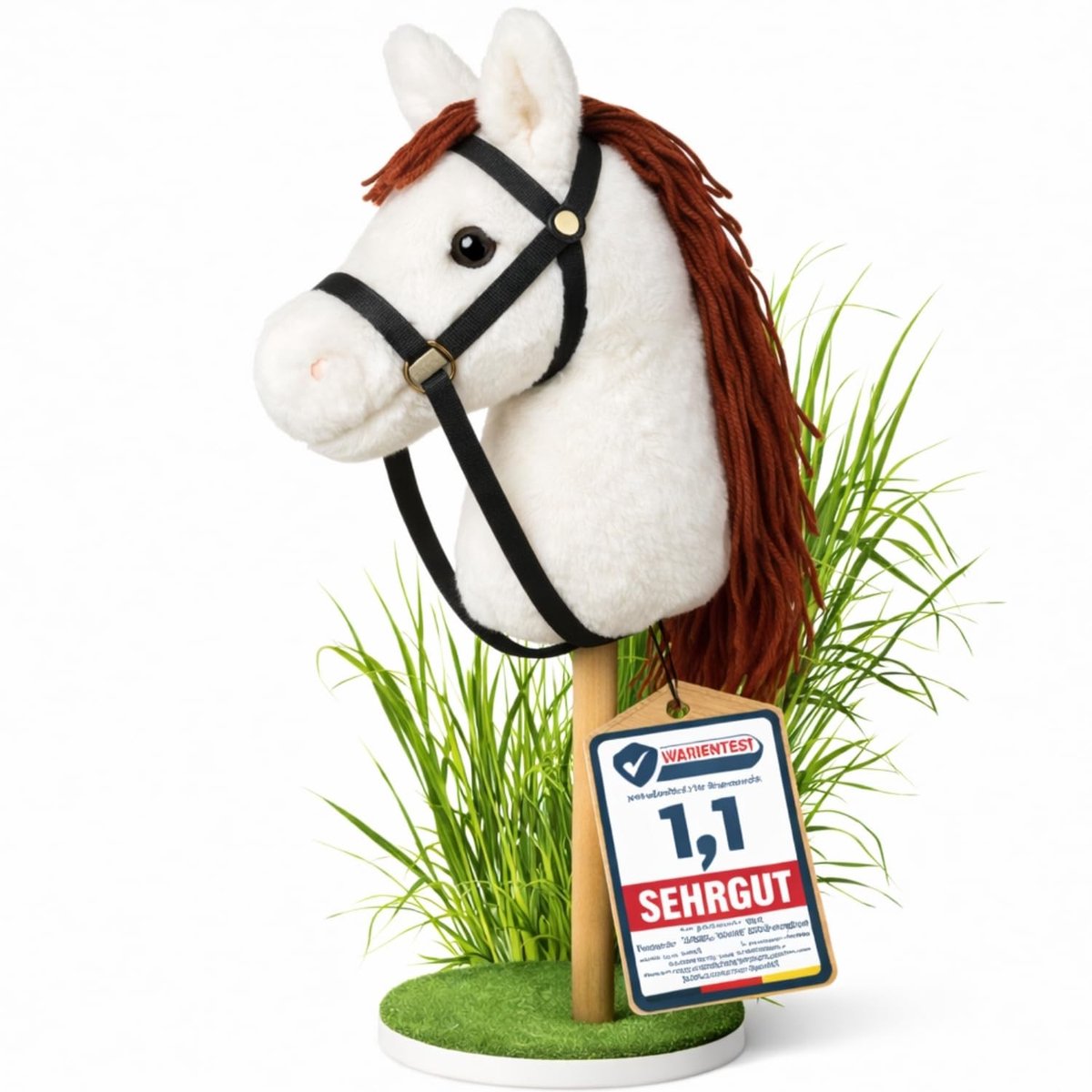 Hobby Paard op Stok - Witte Kleur - Geschikt voor Toernooien