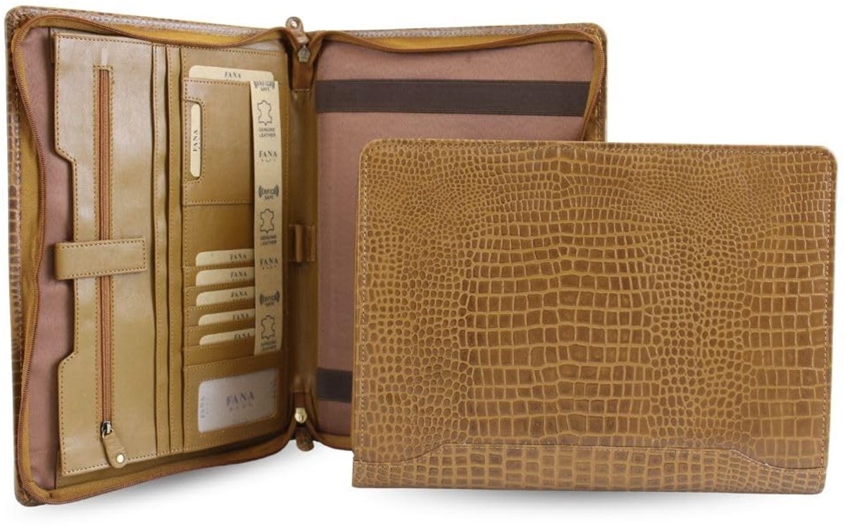 Luxe A4 Businessmap met Croco-embossing - Cognac