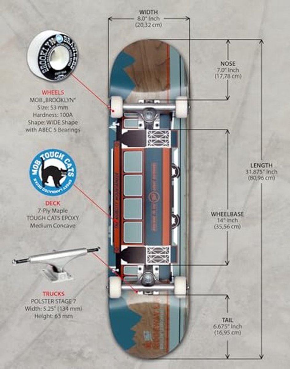 Skateboard Ridgeway 8.0 - Compleet Houten Board - Geschikt voor Beginners en Professionals