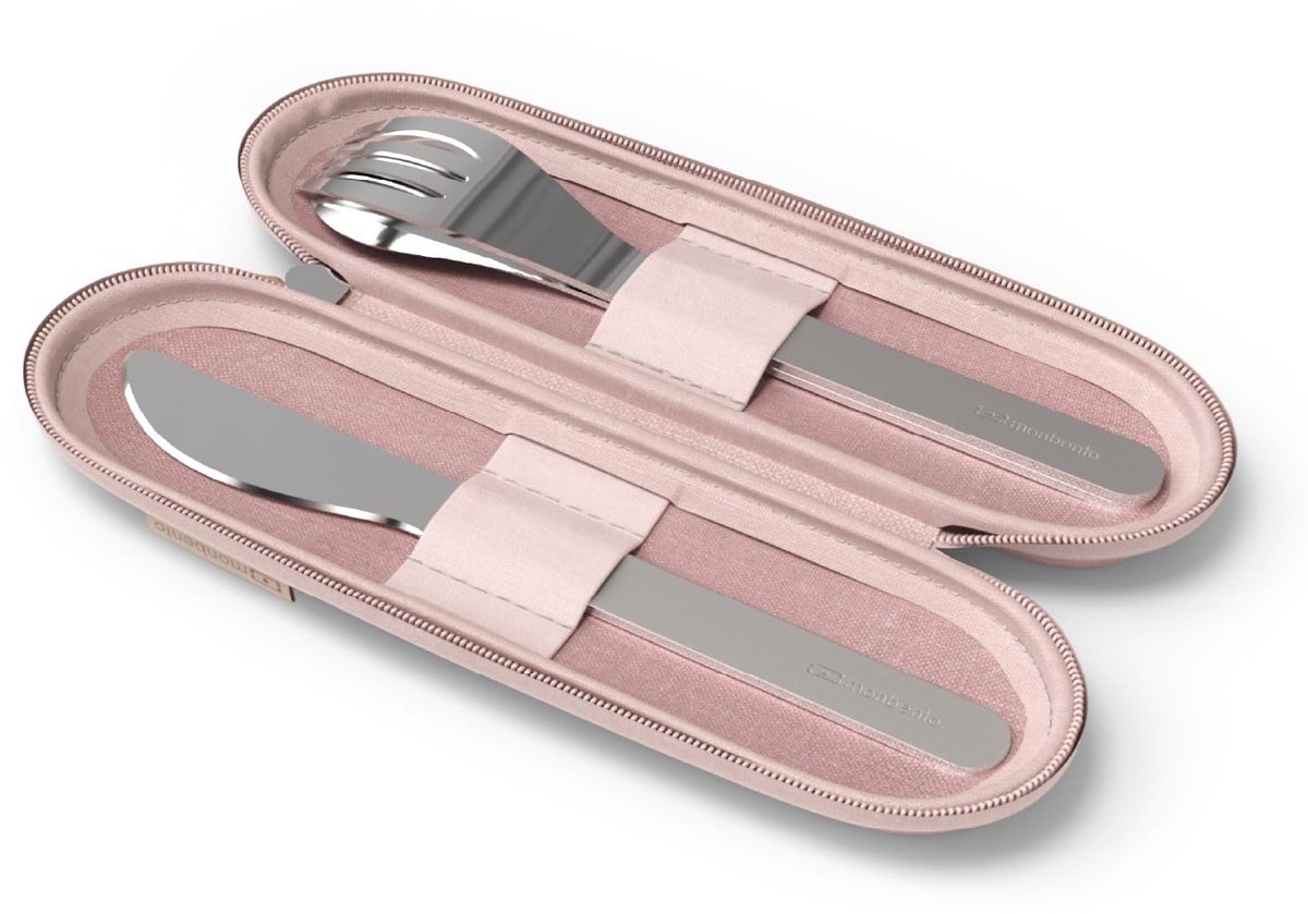 Lunchbox Set met Bestek - 3-delig - Roze