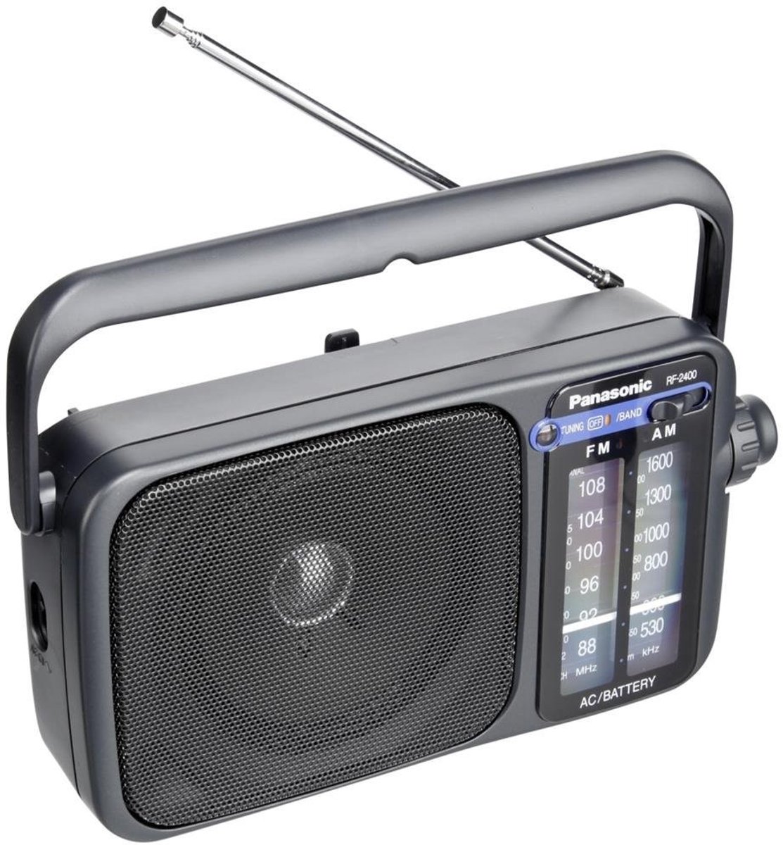 Draagbare Radio - AM/FM Ontvangst met AC of DC Voeding - Zwart