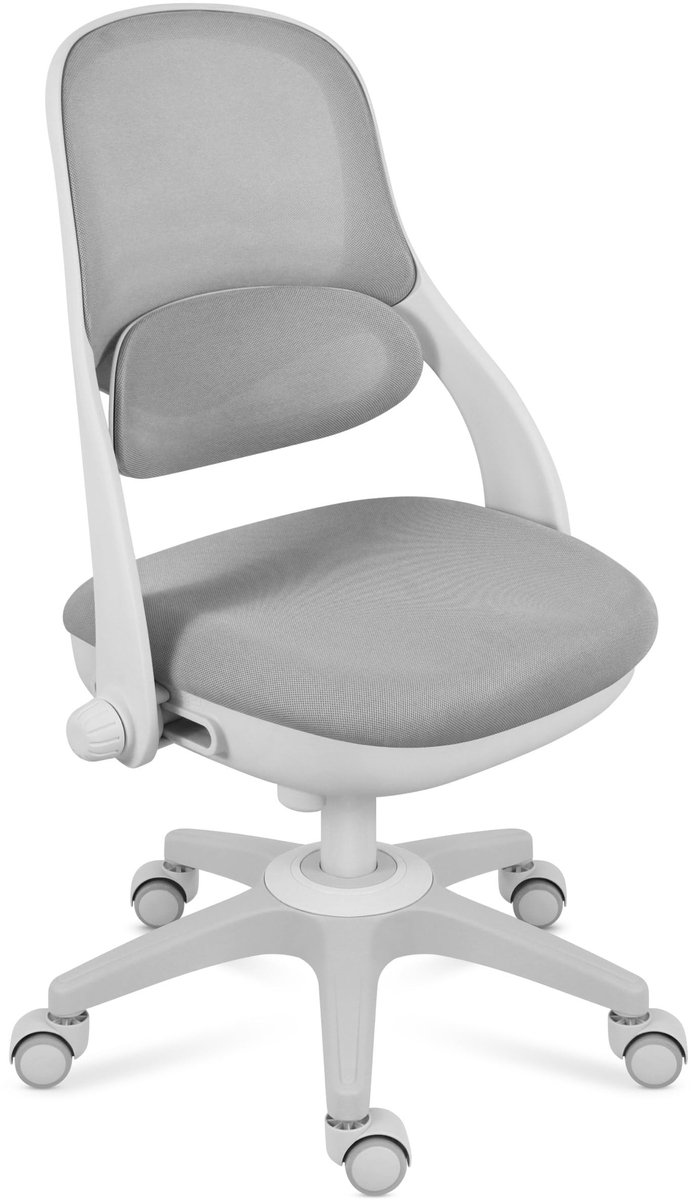 Ergonomische Kinderbureau Stoel - Zwenkbaar met Lendensteun - Grijs