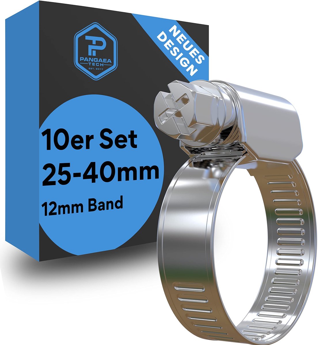 Rvs Slangklemmen - 25-40 mm, 12 mm Bandbreedte, Set van 10