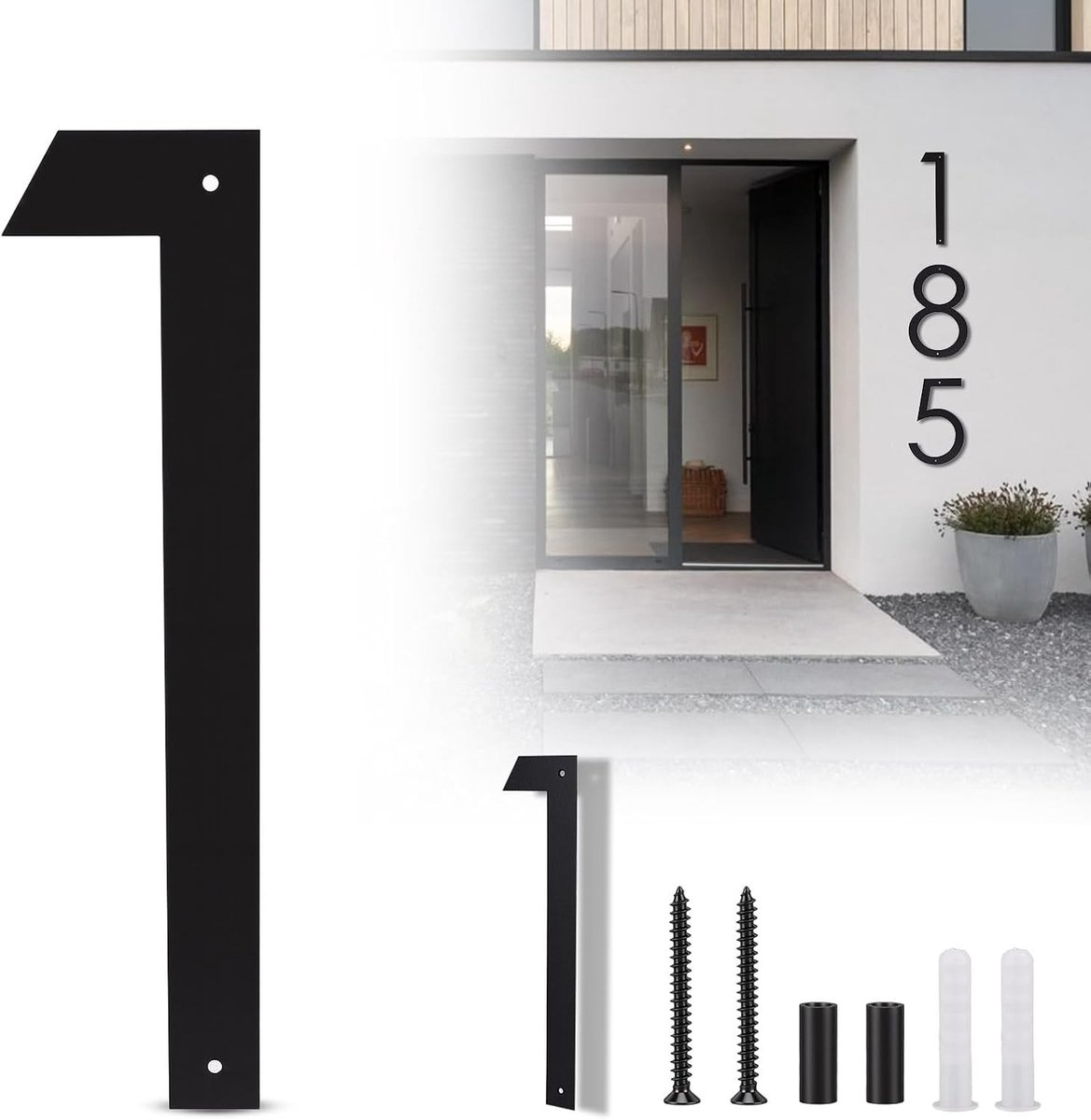 Moderne Zwarte Huisnummers van 16 Inch in Metaal voor Buiten - Drijvende Huisnummers voor een Stijlvolle Aanpassing