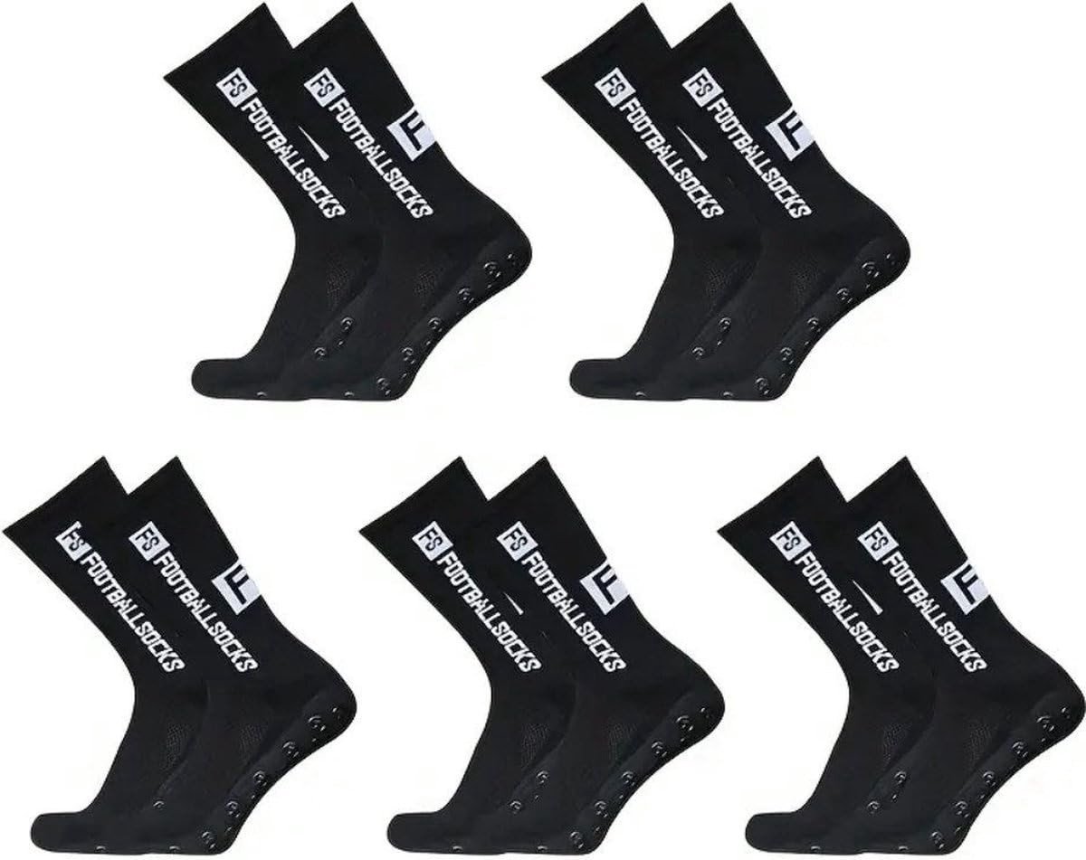 Grip Sokset van 5 Paar - Zwart - Antislip voor Sport en Training