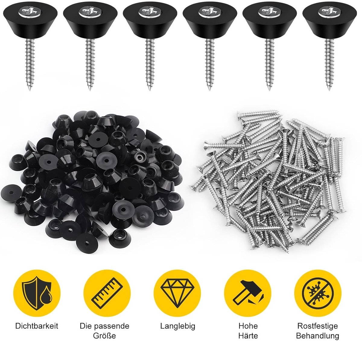 Verpakking van 80 afsluitnagels voor noppenplanken, 3.5 x 25 mm, inclusief bevestigingsmaterialen voor verhoogde bloembakken en eindprofielen