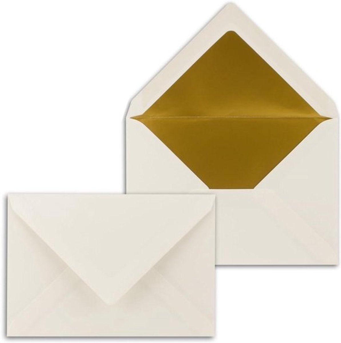 Enveloppen C6 - Briefpapier Postomslag - Uitnodigingen Versturen - Goudkleurige Metallic Voering - 50 stuks - Natuurlijk wit