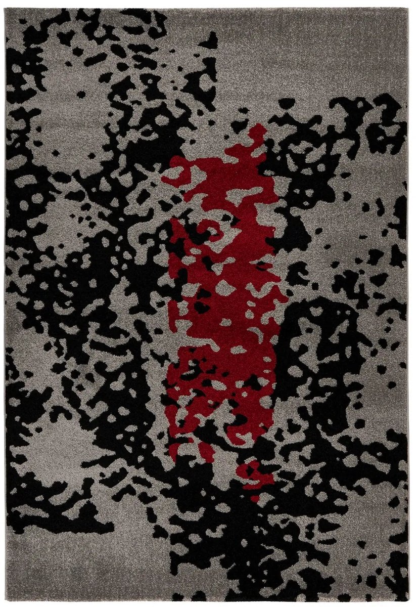 Dutch XXL Laagpolig Vloerkleed | Tapijt | Naila | Abstract | Zwart/Rood | 160x230 cm Zwart / Rood