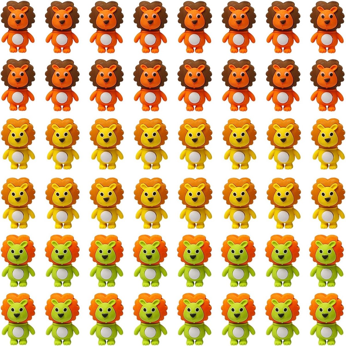 48 Dierlijke Gum Set met 48 Leeuw Gummen - Leuk Cadeau voor School en Thuis, Perfect voor Kinderen