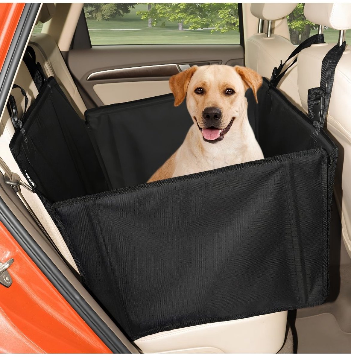 TYR® Hondenmand Auto - Hondenmand Auto Achterbank - Voor Middelgrote Honden - Autostoel Hond - Zwart - 75cm x 50cm x 50cm